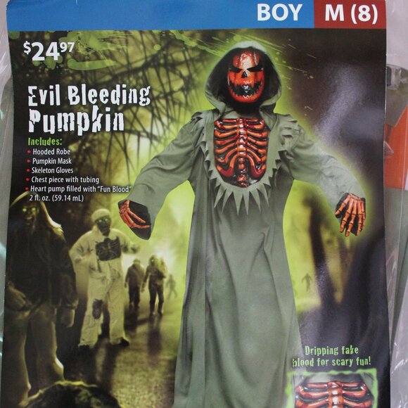 Fun World Halloween Evil Bleeding Pumpkin Boys Costume Medium 8 New - Picture 1 of 14